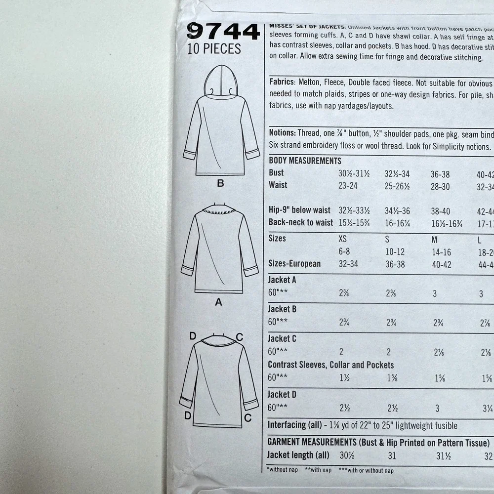 Simplicity mccall sewing